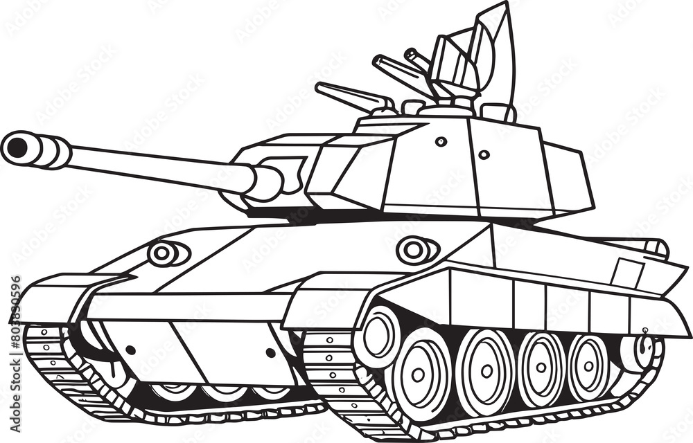 Main battle tank Coloring Page. Armoured fighting vehicle. Special ...