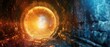 © Sweettymojidesign - Ancient ruins reveal a hidden teleport gate activated by cosmic energy, amidst scifi tunnel, colorful Strange Bizarre sharpen blur background with copy space
