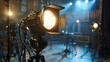 Creating Artificial Lighting in Theater and Film Studios through Powerful Spotlights. Concept Theater Lighting, Film Studio Lighting, Artificial Lights, Spotlights, Lighting Techniques