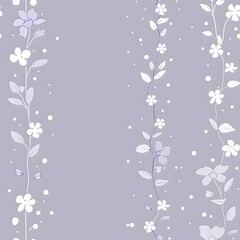 Wall Mural - white flowers and dots on a light purple background, pattern for children's wallpaper design