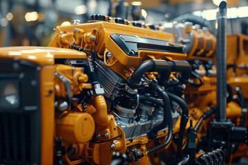 Poster - A yellow engine with a black and silver design