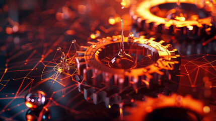 Poster - A close up of a machine with gears and a liquid dripping from it