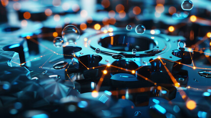 Poster - A close up of a machine with gears and a liquid dripping from it