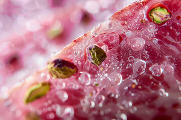 Wall Mural - A close up of a pink fruit with a lot of seeds on it