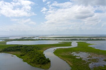 Wall Mural - Aerial view of the Mobile Bay Delta