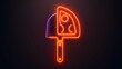 Glowing neon line Pizza knife icon isolated on black background.