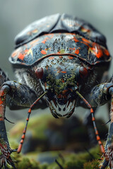 Canvas Print - Detailed Macro Shot of a Powerful Insect Predator in a Rendering