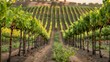 Vineyard rows of green grapes for making quality wine production. Concept Wine Production, Vineyard Cultivation, Grape Cultivation, Quality Wine, Green Grapes