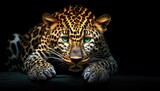 Fierce leopard with piercing green eyes