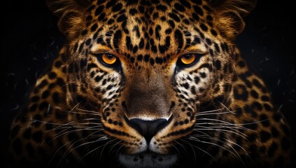 Canvas Print - Intense gaze of a powerful leopard