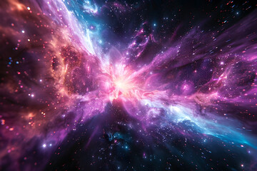 Canvas Print - Transcending the Boundaries of the Quantum Realm:A Vibrant Cosmic Explosion of Light and Energy