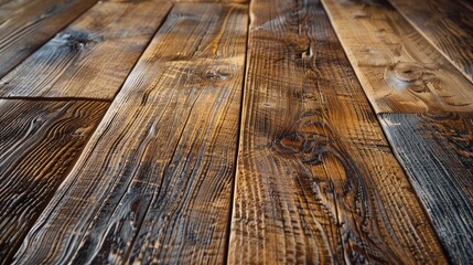 Sticker - Close-up of wooden floorboards with natural grain and texture, adding rustic charm to interior design.