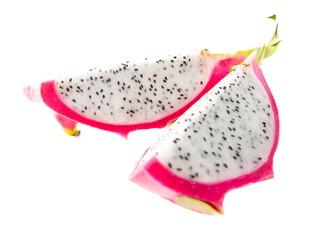 Wall Mural - Dragon fruit in a section isolated on a white background
