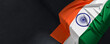 Flag of India. Fabric textured India flag isolated on dark background. 3D illustration