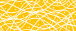 Pasta background. Yellow pattern with doodle spaghetti. Ramen noodle vector illustration