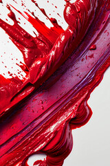 Wall Mural - A red liquid is splattered across a white background