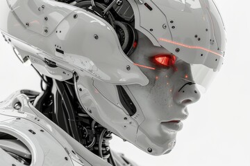 Poster - Impressive close-up view of robotic design elements showcasing futuristic technology in a white laboratory setting