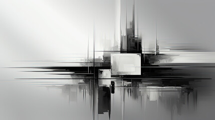 Monochrome Grayscale Black and White Abstract Geometric Minimalist Design On Background