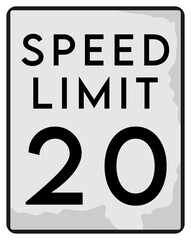 speed limit 20 sign on white background