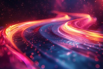 Poster - A digital abstract representing a wave of blended colors with light reflecting a sense of fluid motion