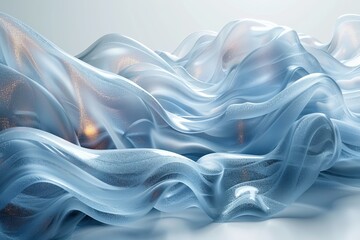 Poster - Elegant digital art presenting a wavy fabric simulation highlighted by a subtle glow, invoking a sense of calm