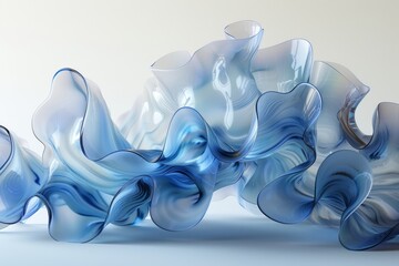 Poster - This image captures flowing forms with various shades of blue, creating a fluid, organic and abstract visual