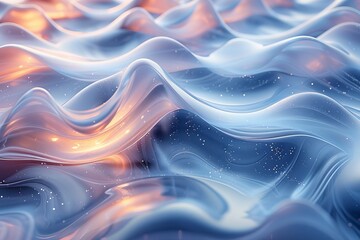 Poster - Mesmerizing image of digital waves in cool blue tones with subtle warm accents creating a calming effect