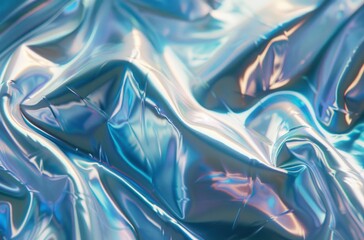 Wall Mural - a close up of a blue holographic silk fabric light silver