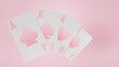 playing cards 3d isolated pink background hobby 