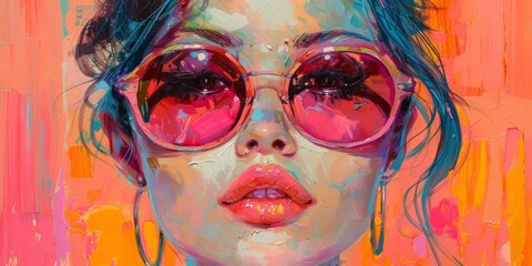 Wall Mural - portrait of a woman in sunglasses