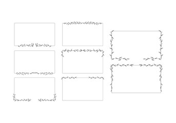 Poster - set of vector line frame with floral vine plant leaves decoration border