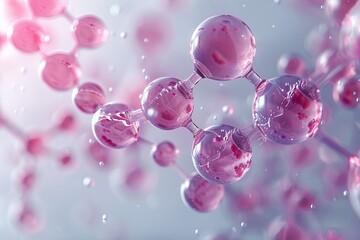 Poster - A high-resolution image depicting pink molecules in a 3D space, illustrating scientific concepts visually