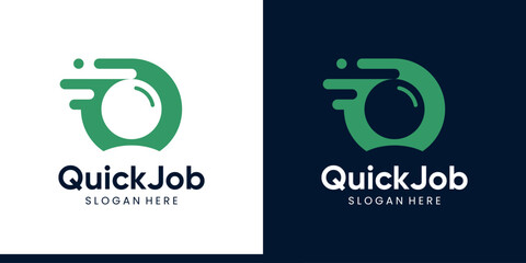 Quick job logo design. People recruitment logo with fast design graphic symbol icon vector.