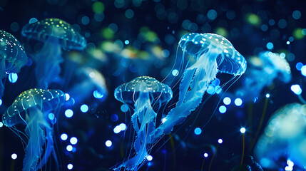 Wall Mural - jellyfish green blue