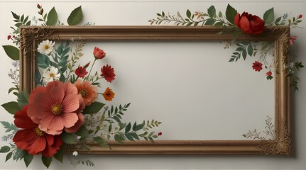 Wall Mural - Frame with floral elements .Generative AI