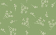Daisies isolated on a green background. Chamomile flower. White beige contour drawing, hand drawn. Seamless pattern. Background for cover, textile, dishes, interior decor.