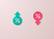 The concept of low price icons with percentages with up and down arrows. Vector illustration.