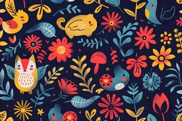 Seamless pattern of animal cartoons. Seamless abstract background.