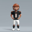 3d cartoon cute young american football player in Cincinnati uniform