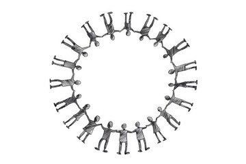 Wall Mural - Group of people holding hands in a circle, suitable for teamwork concepts