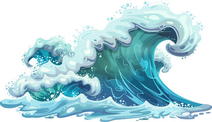 Wall Mural - cartoon illustration of big wave isolated on white background