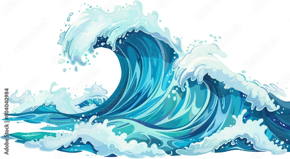 cartoon illustration of big wave isolated on white background Stock ...