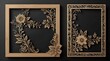 Set of square photo frames with openwork floral pattern .Generative AI