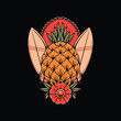 summer pineapple tattoo vector design