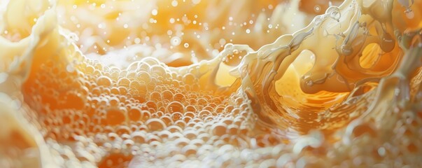 Wall Mural - Beer Close-up with Wavy Foam