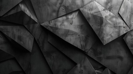 Poster - A black and white photo of a wall with a lot of triangles