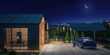 Green Energy on a Modern Home With Charging Station for Electric Car - 3D Visualization