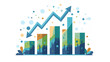 © Rukma - Financial Success: Blue and Green Bar Graph Illustrating Upward Growth, Bar Graph with Arrow Indicates Success and Growth
