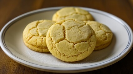 Canvas Print -  Deliciously baked golden cookies on a plate