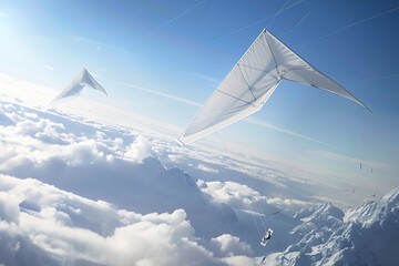 Wall Mural - Airborne wind energy kites harvesting high-altitude winds.